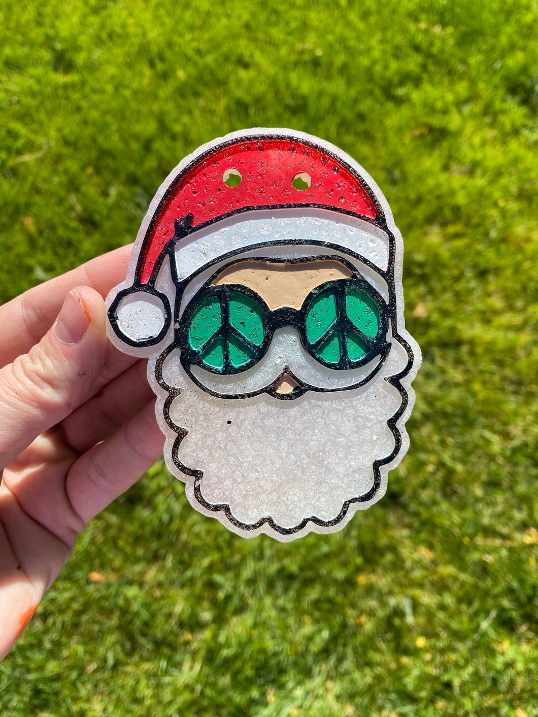 Santa Peace Sign Glasses Freshie