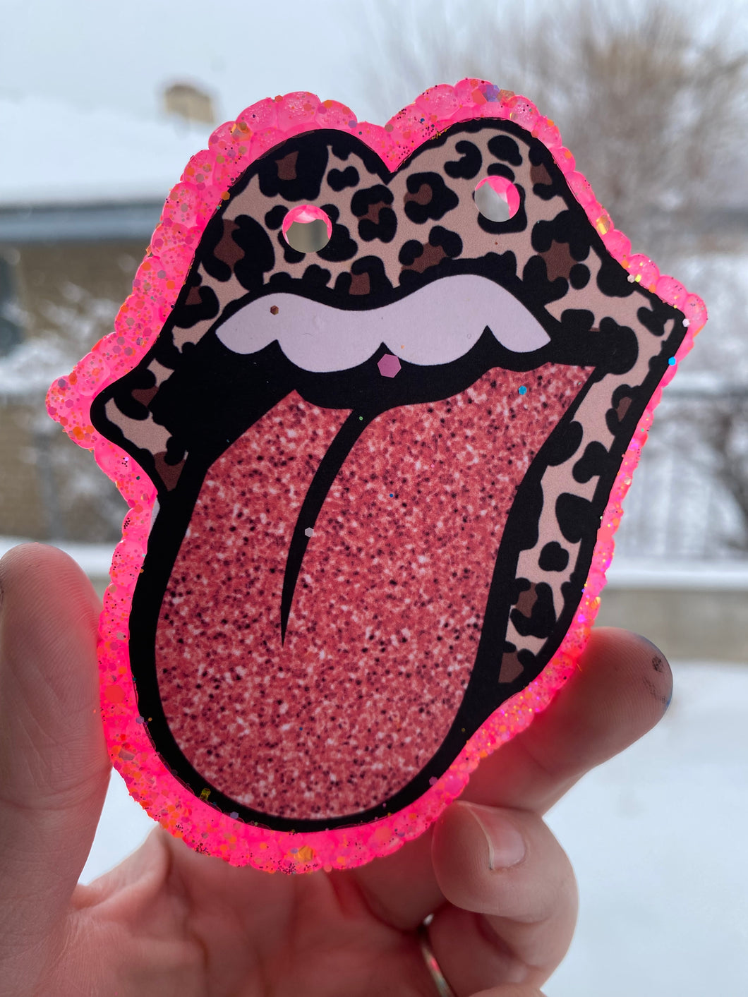 Tongue- Leopard Glitter Freshie