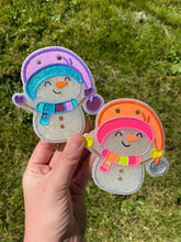 Load image into Gallery viewer, Snowman Freshie Silicone Mold, freshie making supplies, Christmas freshie mold, cozy winter freshie molds, happy winter molds, snow freshie
