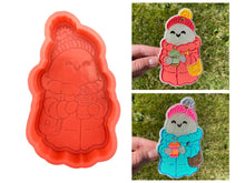 Load image into Gallery viewer, Cozy Winter Ghost Freshie Silicone Mold, freshie making supplies, Christmas freshie mold, cozy winter freshie molds, happy winter molds
