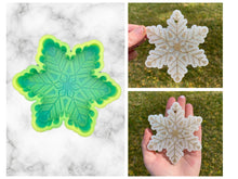 Load image into Gallery viewer, Snowflake Freshie Silicone Mold, freshie making supplies, Christmas freshie mold, cozy winter freshie molds, winter molds, snow freshie
