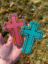 Load image into Gallery viewer, Cross Freshie Mold for easter, car freshie designs oven safe silicone cross mold for resin cross easter mold for bath bombs, easter freshie
