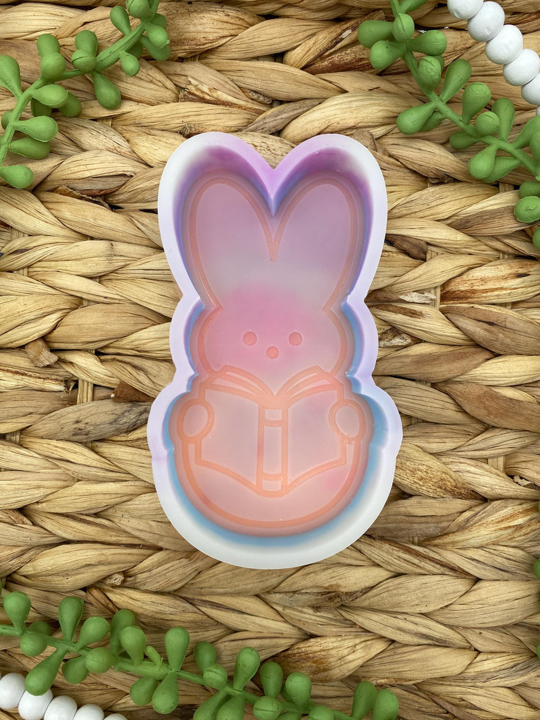 Reading Bunny Freshie Mold for easter, car freshie designs, easter book freshie mold, fantasy freshie mold, reader silicone mold,